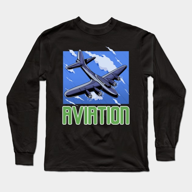 Aviation Day Long Sleeve T-Shirt by Noseking